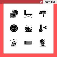 Pack of 9 creative Solid Glyphs of radio loading rest layout shopping Editable Vector Design Elements