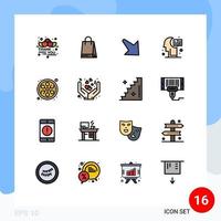 Universal Icon Symbols Group of 16 Modern Flat Color Filled Lines of care sauna down lemon hemisphere Editable Creative Vector Design Elements