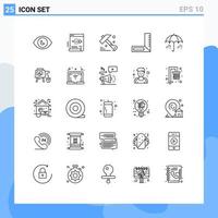 Set of 25 Modern UI Icons Symbols Signs for weather umbrella password engineering carpenter Editable Vector Design Elements