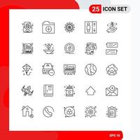 Pack of 25 Modern Lines Signs and Symbols for Web Print Media such as energy earth day experiment lift elevator Editable Vector Design Elements