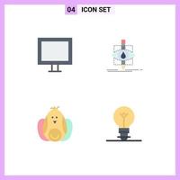 4 Flat Icon concept for Websites Mobile and Apps appliances chicken tv pollution robbit Editable Vector Design Elements