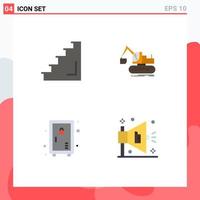 Pictogram Set of 4 Simple Flat Icons of floor locker stage construction park Editable Vector Design Elements