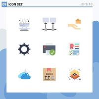 User Interface Pack of 9 Basic Flat Colors of computers set network cog share Editable Vector Design Elements