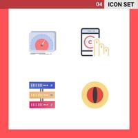 4 Universal Flat Icons Set for Web and Mobile Applications dashboard support test contact data Editable Vector Design Elements