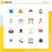 Group of 16 Modern Flat Colors Set for wifi retro cooking old alarm Editable Pack of Creative Vector Design Elements