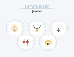 paquete de iconos planos de joyería 5 diseño de iconos. . joyas. joyas. pendientes. collar vector