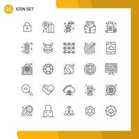 Universal Icon Symbols Group of 25 Modern Lines of pills drug park diet file Editable Vector Design Elements