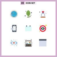 9 Universal Flat Colors Set for Web and Mobile Applications calender process science creative ring Editable Vector Design Elements