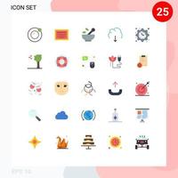 Mobile Interface Flat Color Set of 25 Pictograms of date setting medicine server download Editable Vector Design Elements