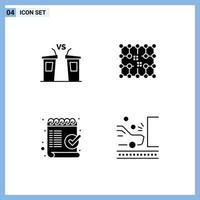 Universal Icon Symbols Group of 4 Modern Solid Glyphs of debate material politician connection checklist Editable Vector Design Elements