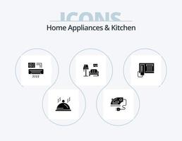 electrodomésticos y cocina glifo icono paquete 5 diseño de iconos. cocina. habitación. hierro. CA aire vector