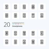 20 Smartphones Line icon Pack like communication message deleted mail envelopes vector