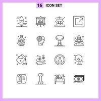 conjunto de 16 iconos de interfaz de usuario modernos signos de símbolos para edificios de jarrones de hobby compartir elementos de diseño vectorial editables de exportación vector