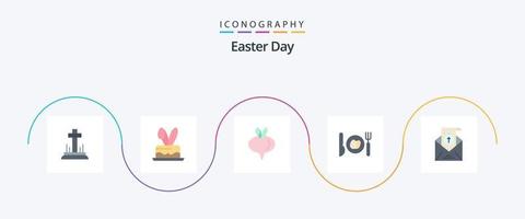 Easter Flat 5 Icon Pack Including holiday. mail. food. massege. egg vector