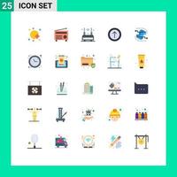 Mobile Interface Flat Color Set of 25 Pictograms of connect arrow media upload wifi Editable Vector Design Elements