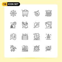 Set of 16 Modern UI Icons Symbols Signs for call green medal day hot Editable Vector Design Elements