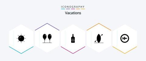 paquete de iconos de 25 glifos de vacaciones que incluye playa. verano. bote . vector