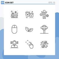 9 User Interface Outline Pack of modern Signs and Symbols of sign spring idea plant growth Editable Vector Design Elements