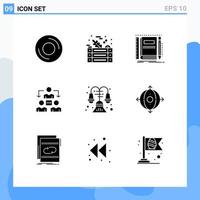 Pack of 9 creative Solid Glyphs of communication meeting food connection pocket Editable Vector Design Elements