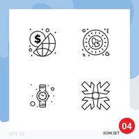 Pack of 4 creative Filledline Flat Colors of business time money plate arrows Editable Vector Design Elements