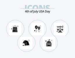 Usa Glyph Icon Pack 5 Icon Design. court. party. bag. day. balloons vector