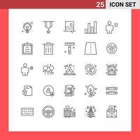 User Interface Pack of 25 Basic Lines of avatar graph plain chart monocle Editable Vector Design Elements