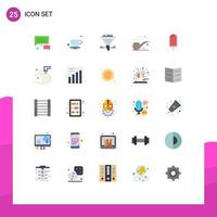 Set of 25 Modern UI Icons Symbols Signs for ice cream data beach smoke Editable Vector Design Elements