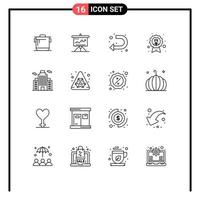 Universal Icon Symbols Group of 16 Modern Outlines of badge achievement solution left sign Editable Vector Design Elements