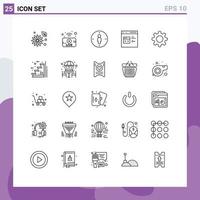 Stock Vector Icon Pack of 25 Line Signs and Symbols for cog develop man coding c Editable Vector Design Elements