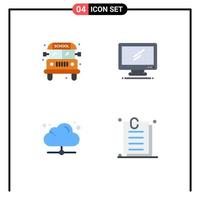 Pictogram Set of 4 Simple Flat Icons of bus technology computer imac online Editable Vector Design Elements