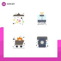 conjunto de 4 iconos de interfaz de usuario modernos símbolos signos para bebé compras tren vehículo teléfono elementos de diseño vectorial editables vector