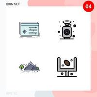 4 User Interface Filledline Flat Color Pack of modern Signs and Symbols of file hill settings cook nature Editable Vector Design Elements