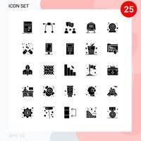 Set of 25 Vector Solid Glyphs on Grid for web camera camera man board teacher Editable Vector Design Elements