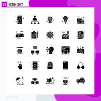 25 User Interface Solid Glyph Pack of modern Signs and Symbols of farming shopping quality assurance favorite summer Editable Vector Design Elements