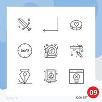 Editable Vector Line Pack of 9 Simple Outlines of make service heart help care Editable Vector Design Elements