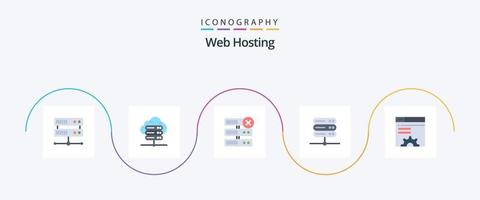 Web Hosting Flat 5 Icon Pack Including . web brower. server. setting. data vector