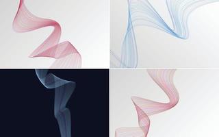 Set of 4 abstract waving line backgrounds to add style to your work vector