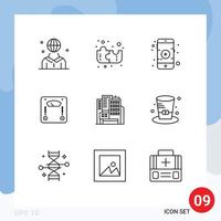 9 Outline concept for Websites Mobile and Apps construction architecture mobile weight scale Editable Vector Design Elements