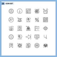 Mobile Interface Line Set of 25 Pictograms of medical shopping interface cart black friday Editable Vector Design Elements