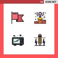 4 Thematic Vector Filledline Flat Colors and Editable Symbols of country microwave power podium drawing Editable Vector Design Elements