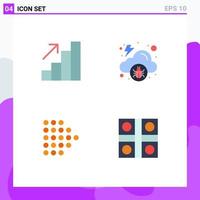 Pictogram Set of 4 Simple Flat Icons of analytics dotted cloud malware ludo Editable Vector Design Elements