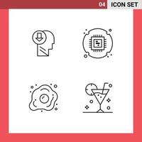 Modern Set of 4 Filledline Flat Colors and symbols such as arrow diet knowledge cpu food Editable Vector Design Elements