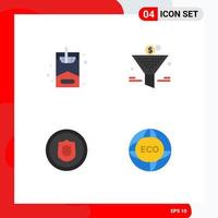 4 Thematic Vector Flat Icons and Editable Symbols of smoke security filter return on investment environment Editable Vector Design Elements