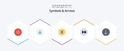 Symbols and Arrows 25 Flat icon pack including symbol. music. sign. arrows right. arrow right vector