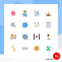 Set of 16 Vector Flat Colors on Grid for magnifier germs idea winner podium Editable Pack of Creative Vector Design Elements