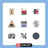 Set of 9 Modern UI Icons Symbols Signs for management document eject content god Editable Vector Design Elements