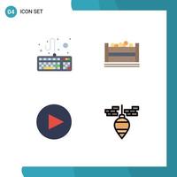 Set of 4 Modern UI Icons Symbols Signs for computer plumb bangladesh bangla plumb bob Editable Vector Design Elements