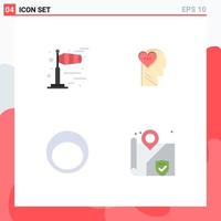 Set of 4 Commercial Flat Icons pack for windy fashion feelings head location Editable Vector Design Elements