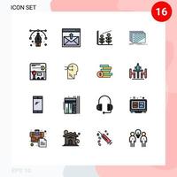 Mobile Interface Flat Color Filled Line Set of 16 Pictograms of joystick texture mail layout design Editable Creative Vector Design Elements