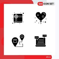 Pictogram Set of 4 Simple Solid Glyphs of box map balloon delivery ai Editable Vector Design Elements